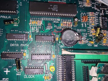 Final image showing the fixes applied to the Amiga 500 Plus board.